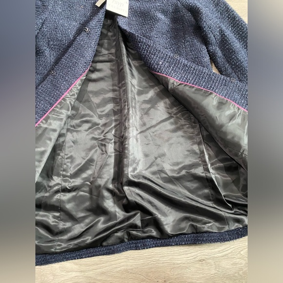 NWT RSVP by‎ Talbots Lurex Metallic Blue Tweed Jacket Bow Size 6 - Picture 6 of 8